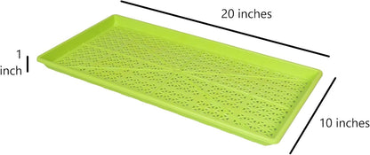 SUNPACK 10" x 20" Heavy Duty Mesh Plastic Seed Starting Tray, Lime Green, 1" (Pack of 30) - Ensures