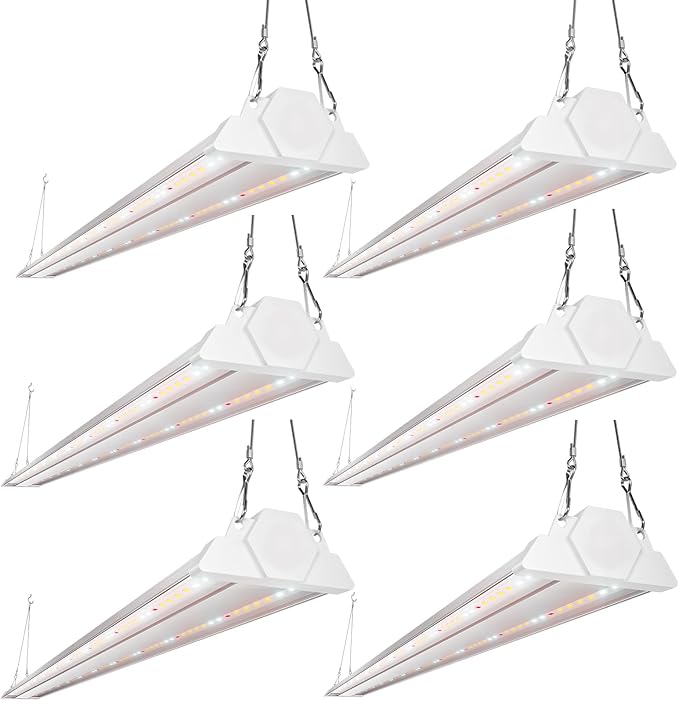 FREELICHT 6 Pack 4ft LED Grow Light, 60W (350W Equivalent), Sunlike Full Spectrum Integrated Plant