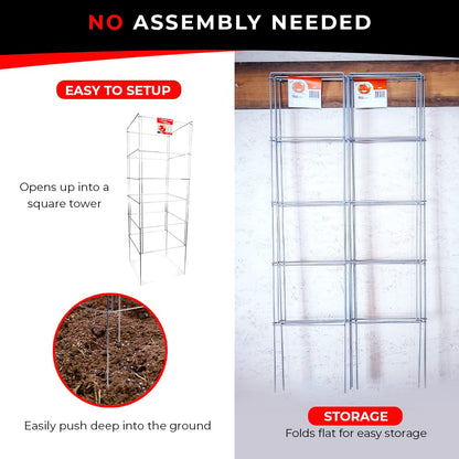 Cedar Ridge Square Foldable Tomato Cages - Made in USA Heavy Duty Plant Support for Vegetable