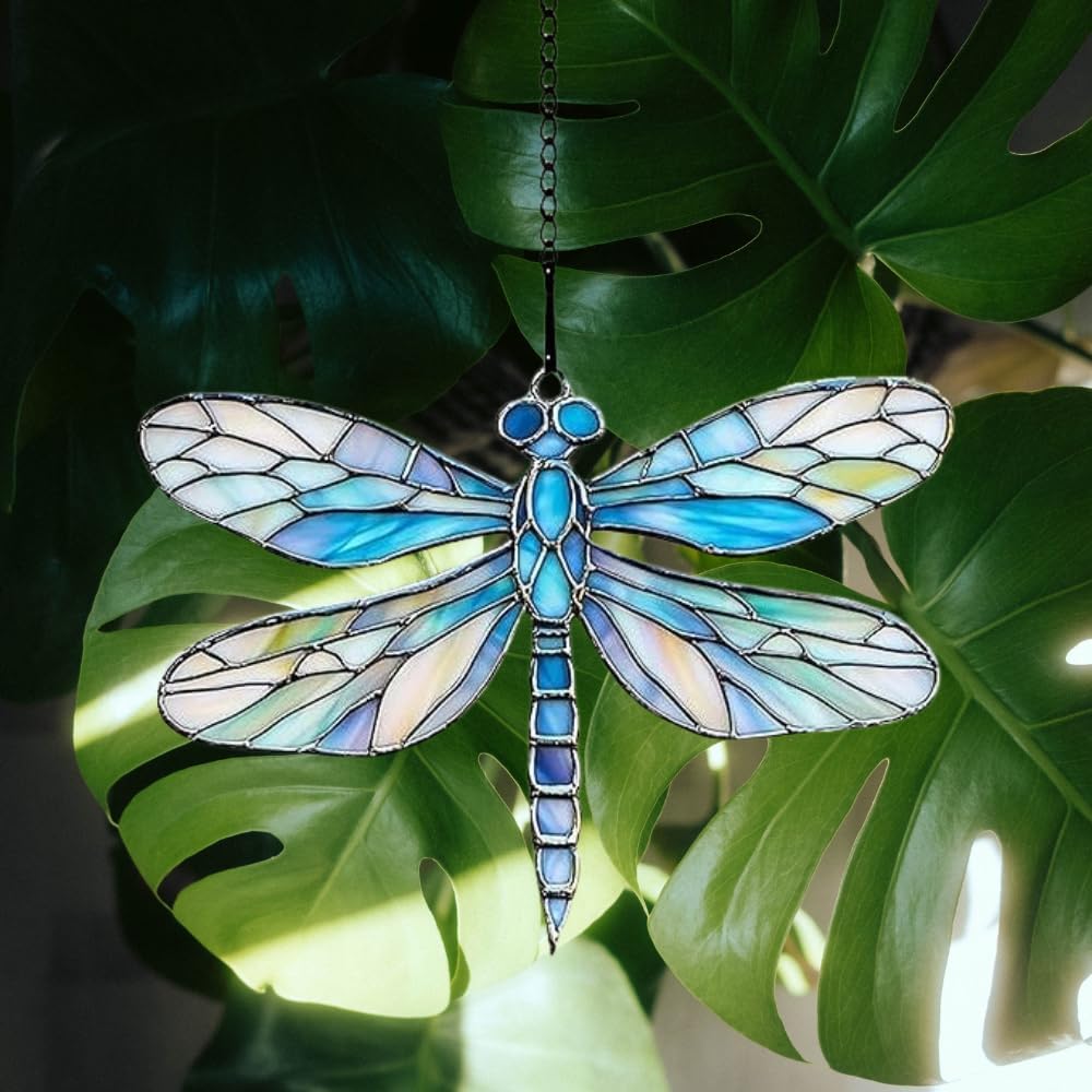 Dragonfly Acrylic Suncatcher Stained Glass Effect Boho Window Car Hanging Christmas Ornament Indoor