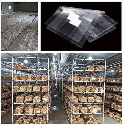 SUCOHANS 50 Count Mushroom Growing Bags Farm-Mushroom Spawn 0.2 Micron Filter,2.5 Mil