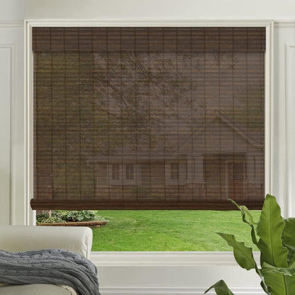 LETAU Cordless Wood Window Roller Shades, Bamboo Light Filtering Window Blinds for Indoor Home