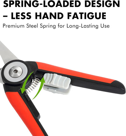 LIVINGO Precision Garden Pruning Shears - Straight Blade Floral Scissors with Non-Slip Handle for