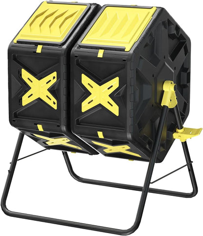 Compost Bin Outdoor - 2 X 18.5 Gal Dual Chamber Compost Tumbler,BPA Free Outdoor Rotating Composter