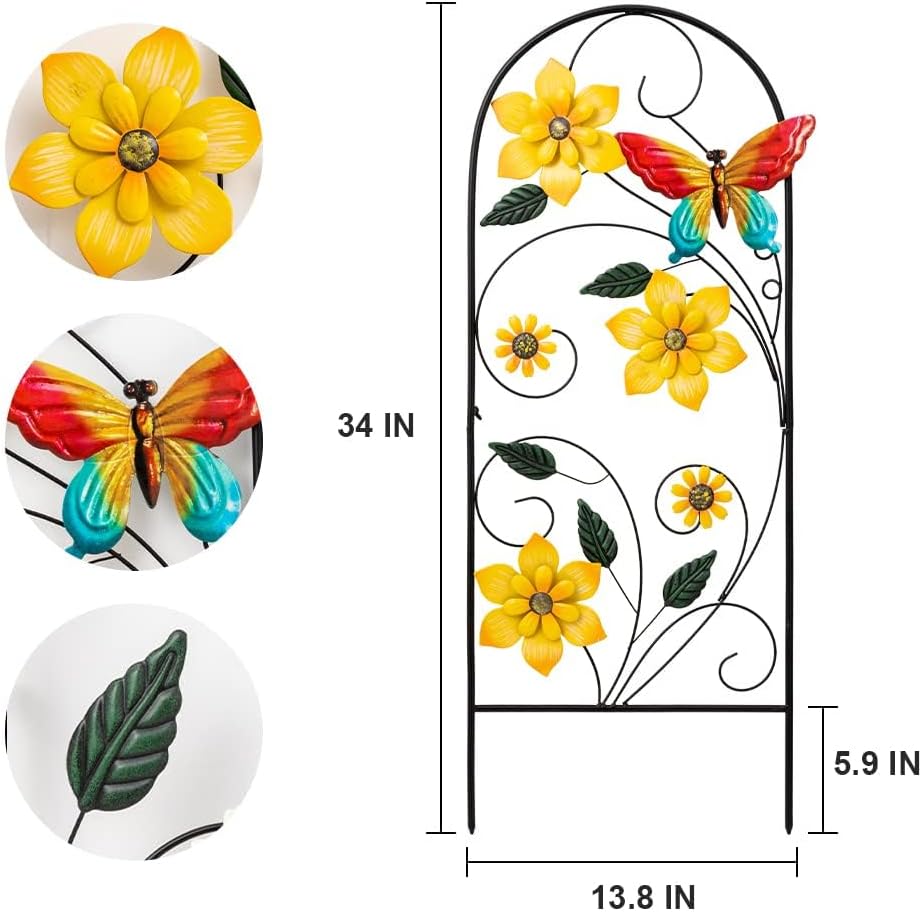 YEAHOME Garden Decor for Outside, 34" Flower Butterflies Decorative Garden Stakes for Spring Garden
