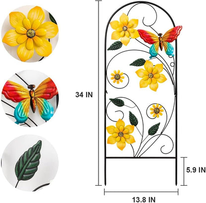 YEAHOME Garden Decor for Outside, 34" Flower Butterflies Decorative Garden Stakes for Spring Garden