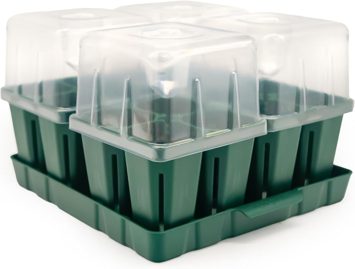Vego garden Seedling Suite Products, 4 Pack Jumbo Seedling Trays with Seedling Tray Lids and 10" x