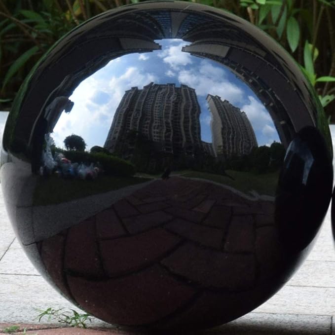 14 inch Diameter Black Gazing Ball,Black Stainless Steel Polished Reflective Smooth Garden Sphere