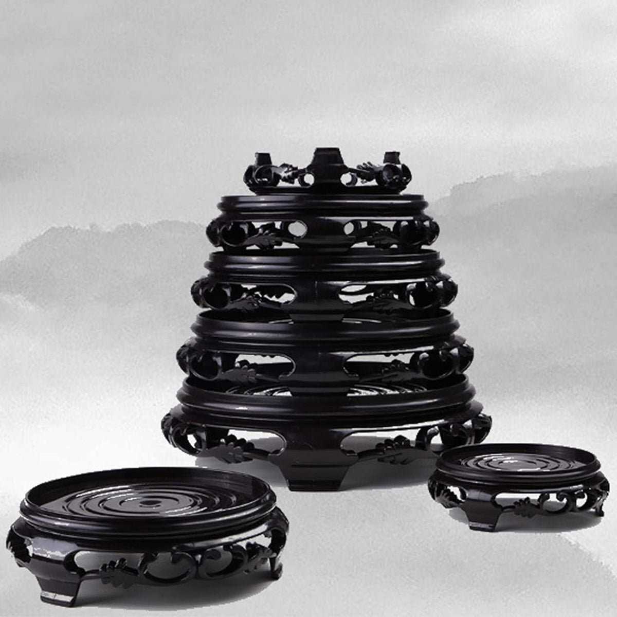 Hapivida Plant Stand, 3.7in Round Plant Riser Decorative Display Flower Holder Vase Rack Holder