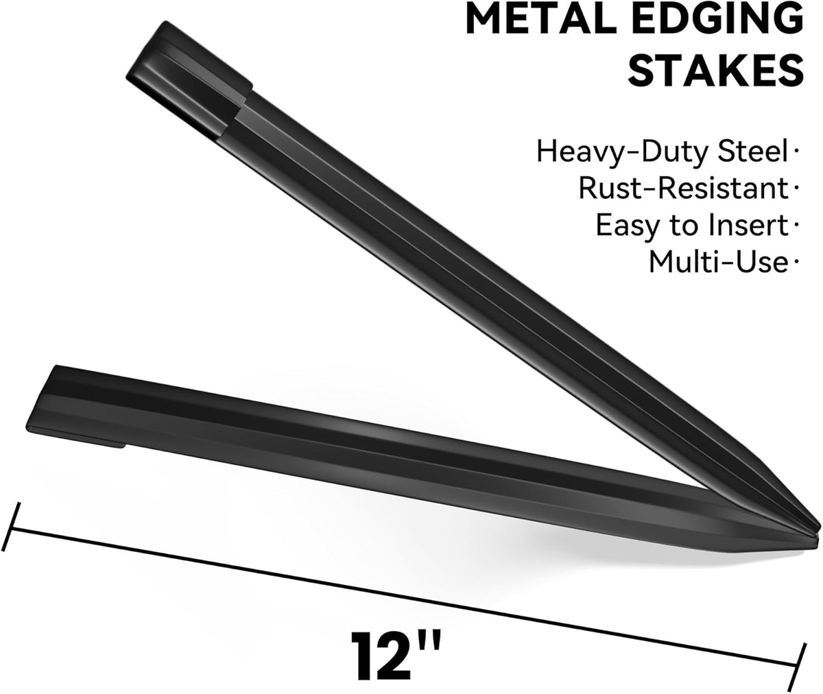 Metal Landscape Edging Stakes, 13Pcs 12Inch Galvanized Steel Garden Stakes Solid Top Curved