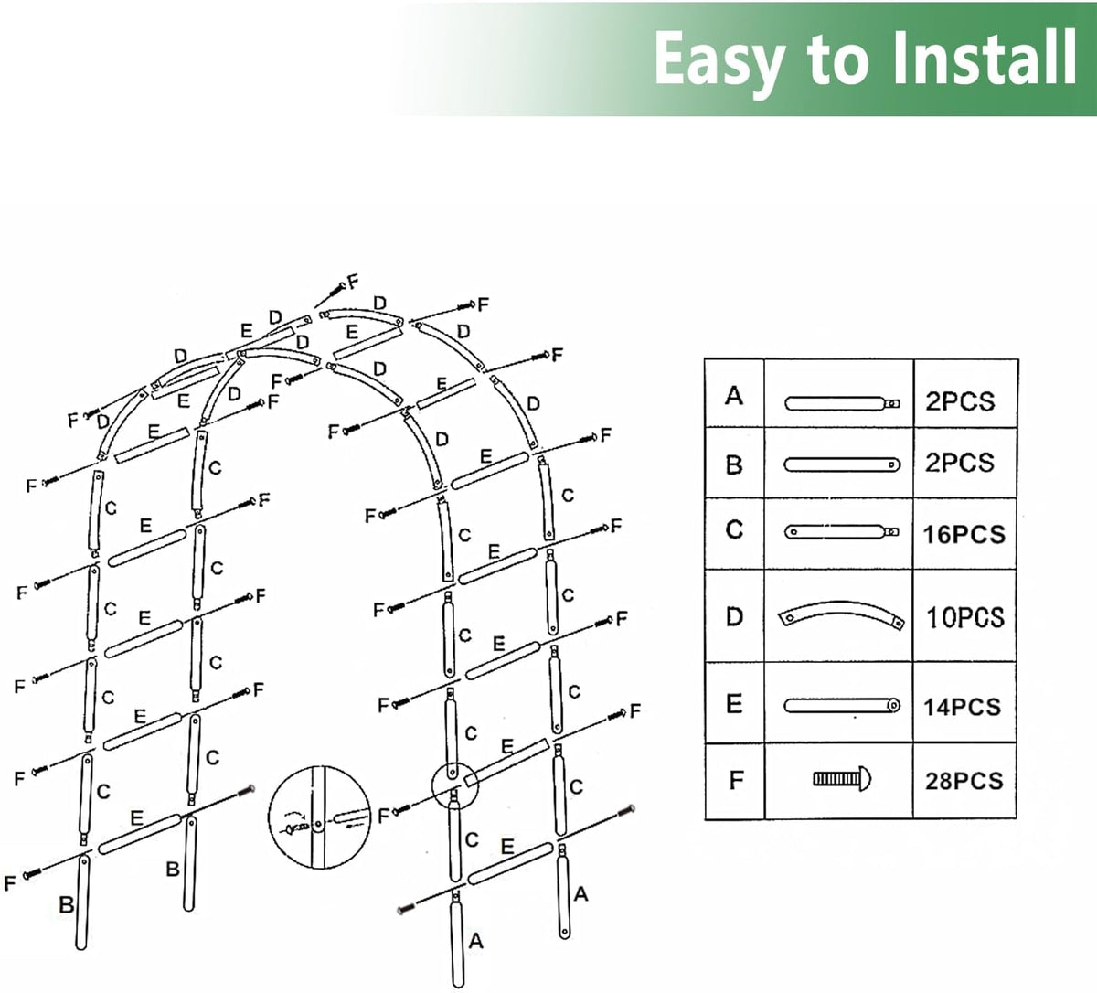 7.9 Ft H x 4.6 Ft W Metal Pergola Arbor,Assemble Freely 2 Sizes,for Various Climbing Plant Wedding
