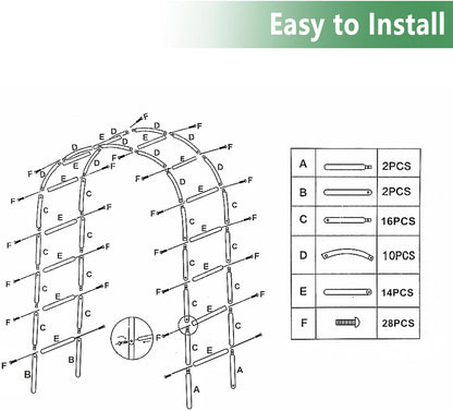 7.9 Ft H x 4.6 Ft W Metal Pergola Arbor,Assemble Freely 2 Sizes,for Various Climbing Plant Wedding