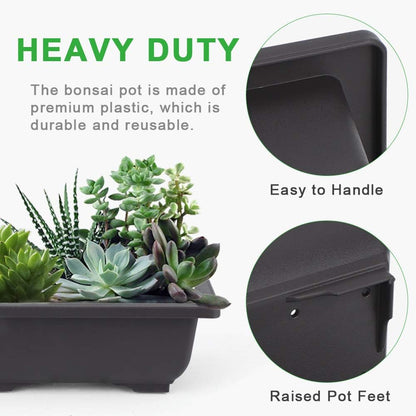 GROWNEER 6 Packs 6.5 Inch Bonsai Training Pots with Drainage Humidity Trays, Bonsai Tree Kits with