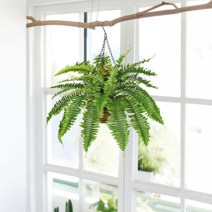 Fake Hanging Plants Large Boston Fern Artificial Plants Outdoor Realistic Fake Ferns with Palm
