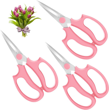 Housolution Flower Scissors, 3 Pack, Strong Floral Shears, Premium Steel Pointed Garden Pruning