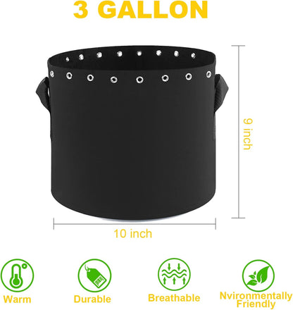 3 Gallon Fabric Pots with Holes 5 Packs with Handles Plant Grow Bags
