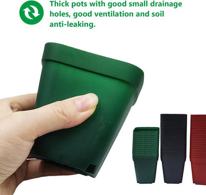 Square Plastic Nursery Pot 3" 120 Pcs Deep Succulent Pots Small Flower Planter Seeds Starter Pots