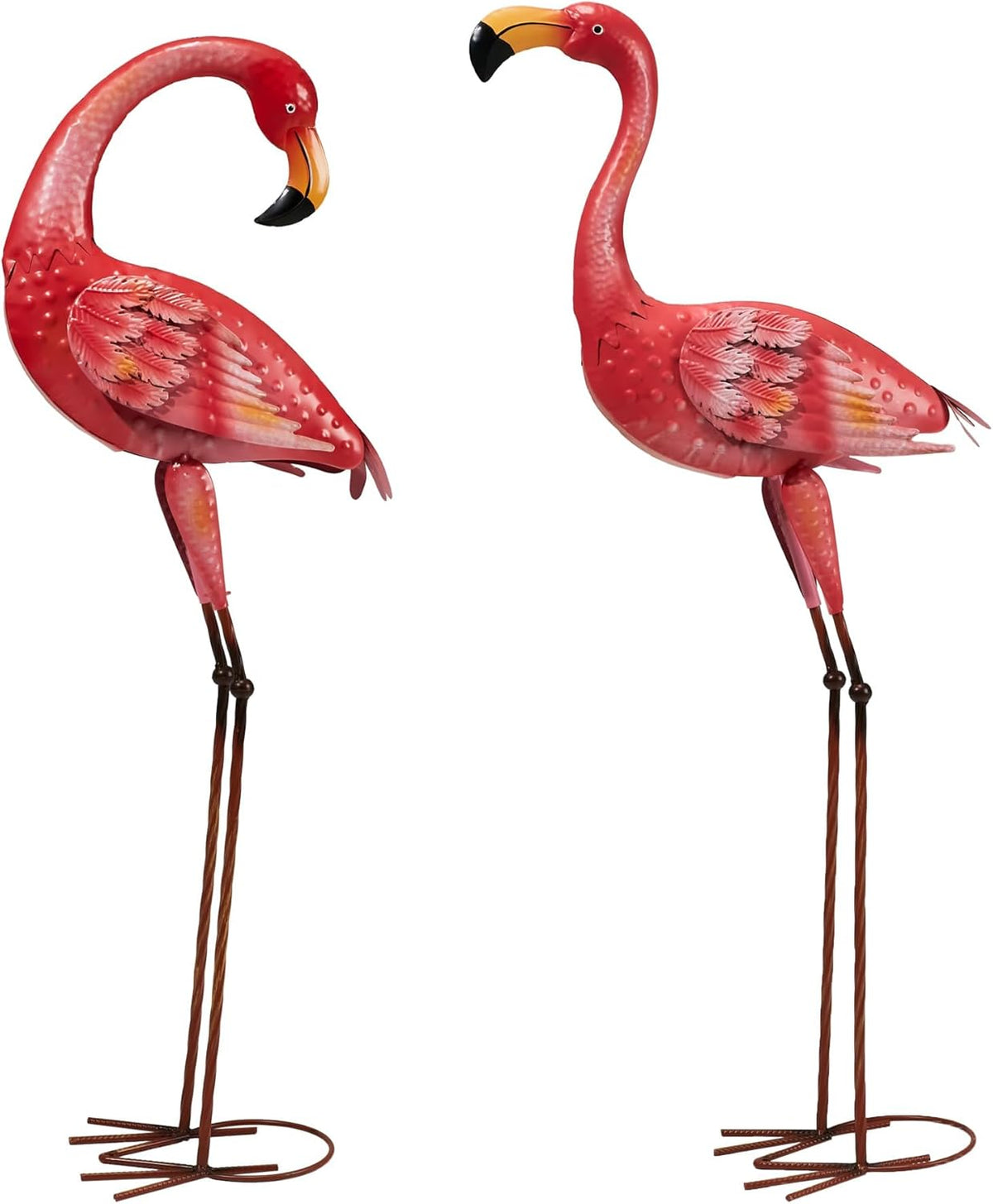 Metal Flamingo Garden Statue, 40" Tall Outdoor Decor Flamingos Yard Art Sculptures and Statues