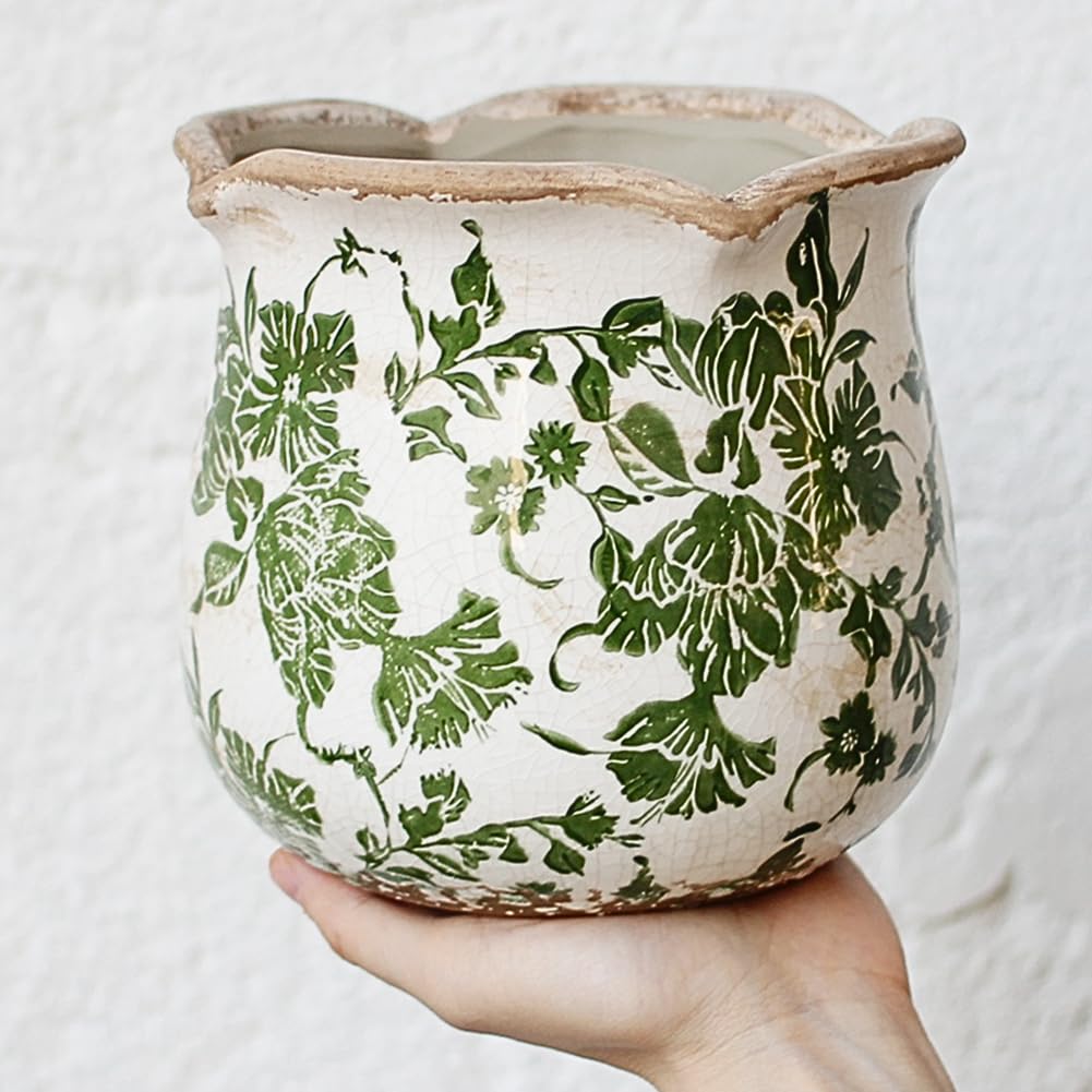 Xiaan Jiaju Tuscan Ceramic Plant Pots, Vintage Planter & Vase with Drainage