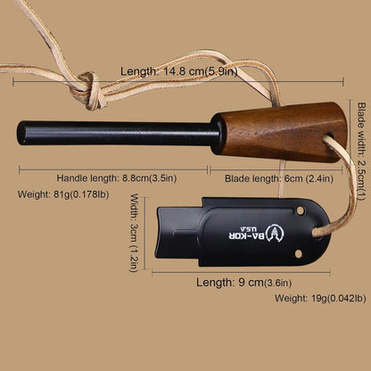 BA-KOR (Survivor III) 35.5CM (14.2 ") DC53 steel 10mm thickened full Tang fixed knife+ leather