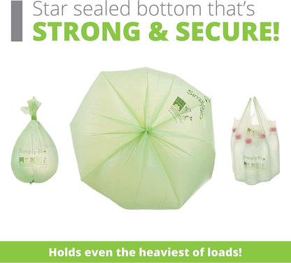 3 Gallon Compostable Trash Bags with Handle-Tie, Thick 0.67 Mil, 11.36 Liter, 80 Bags, Small
