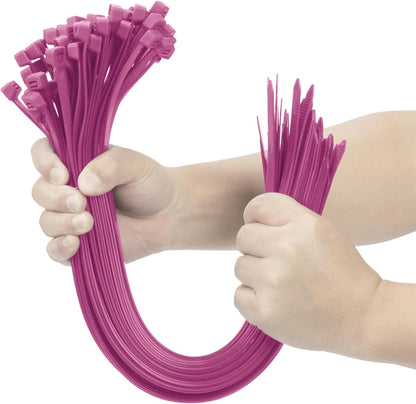 XINGO Pink 24 Inch Zip Ties Heavy Duty 100 Pack, 200 LBS Ultra Strong Plastic Wire Ties, Large