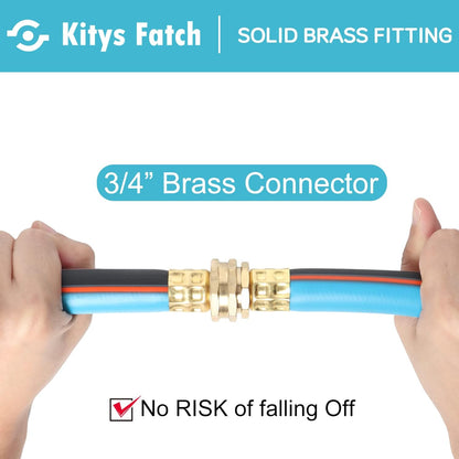 Upgraded Kink Free Hybrid Garden Hose 100ft 5/8", Thickened Heavy Duty Water Hose with Brass Solid