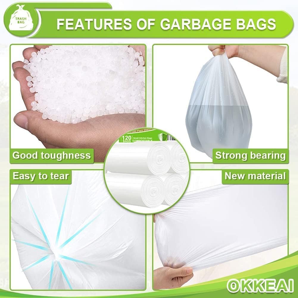 OKKEAI 4-5 Gallon Trash Bags Small Garbage Bags Bathroom Trash Can Bags150 Counts Wastebasket