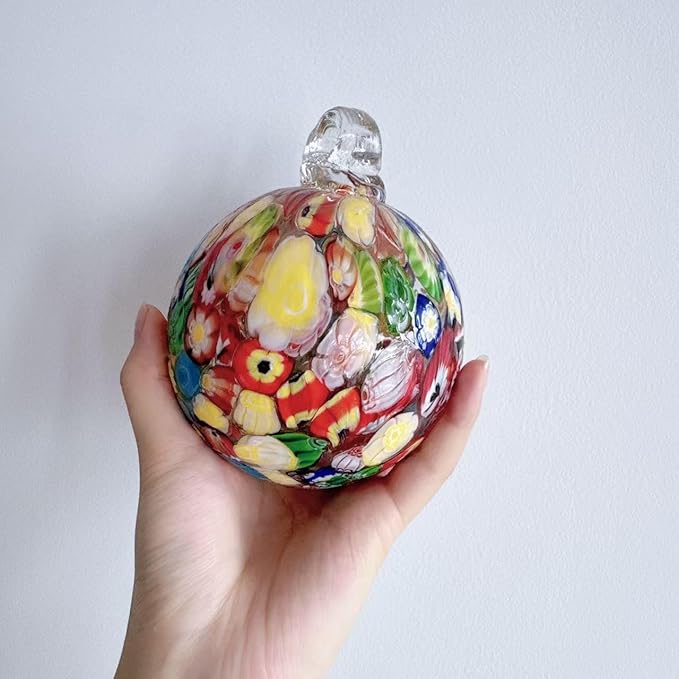 Yao Yuan 4 Inch Garden Hanging Gazing Ball Hand-Blown Glass for Hanging Gardens Window Outdoor