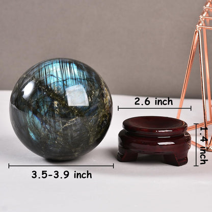 Labradorite Crystal Ball with Stand Large Crystals Sphere Decorative Ball Meditation Witchcraft