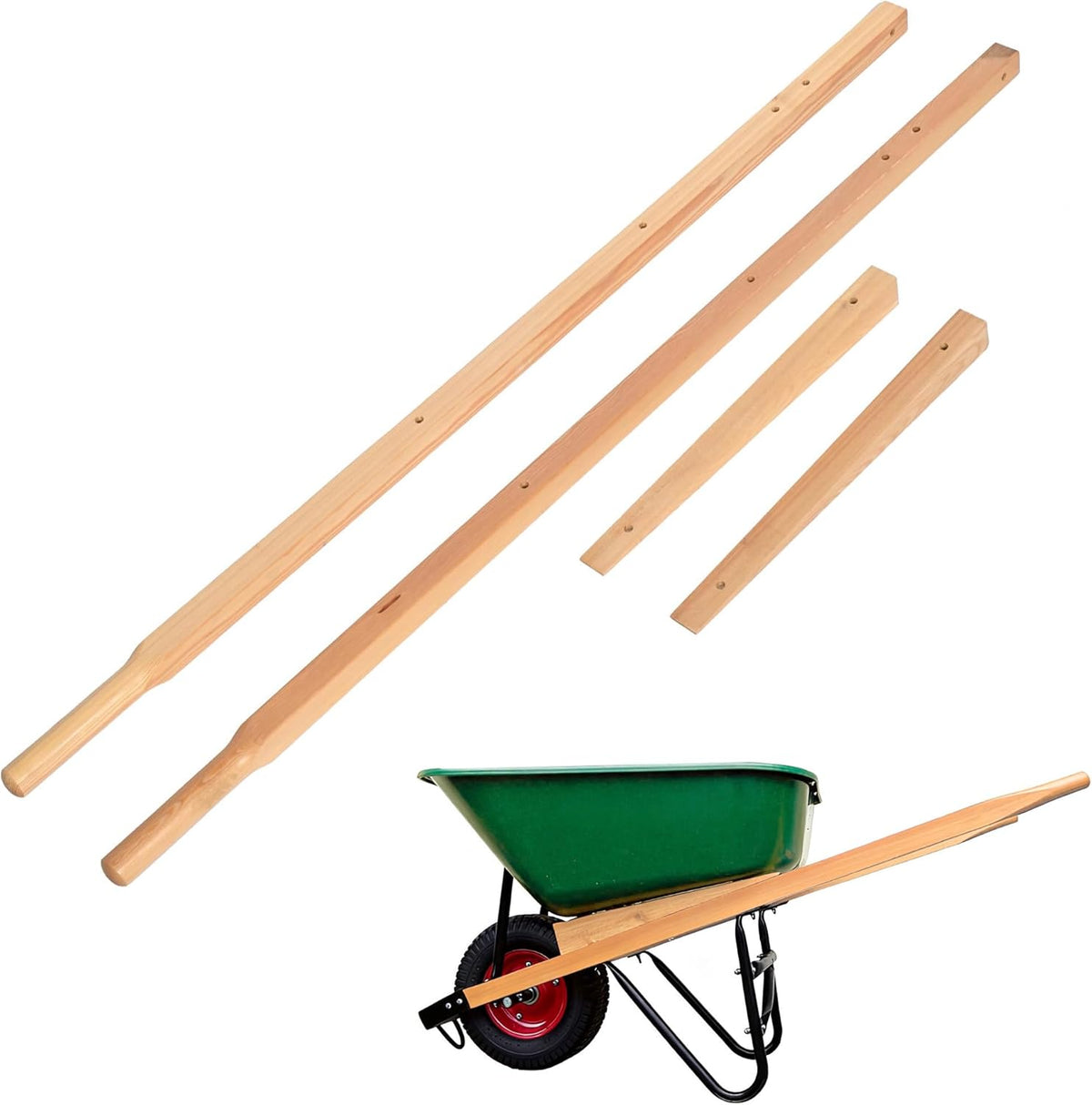 uyoyous 1 Pair Wheelbarrow Handles Replacement 59" Wood Wheel Barrow Replacement Handle Kit with 2