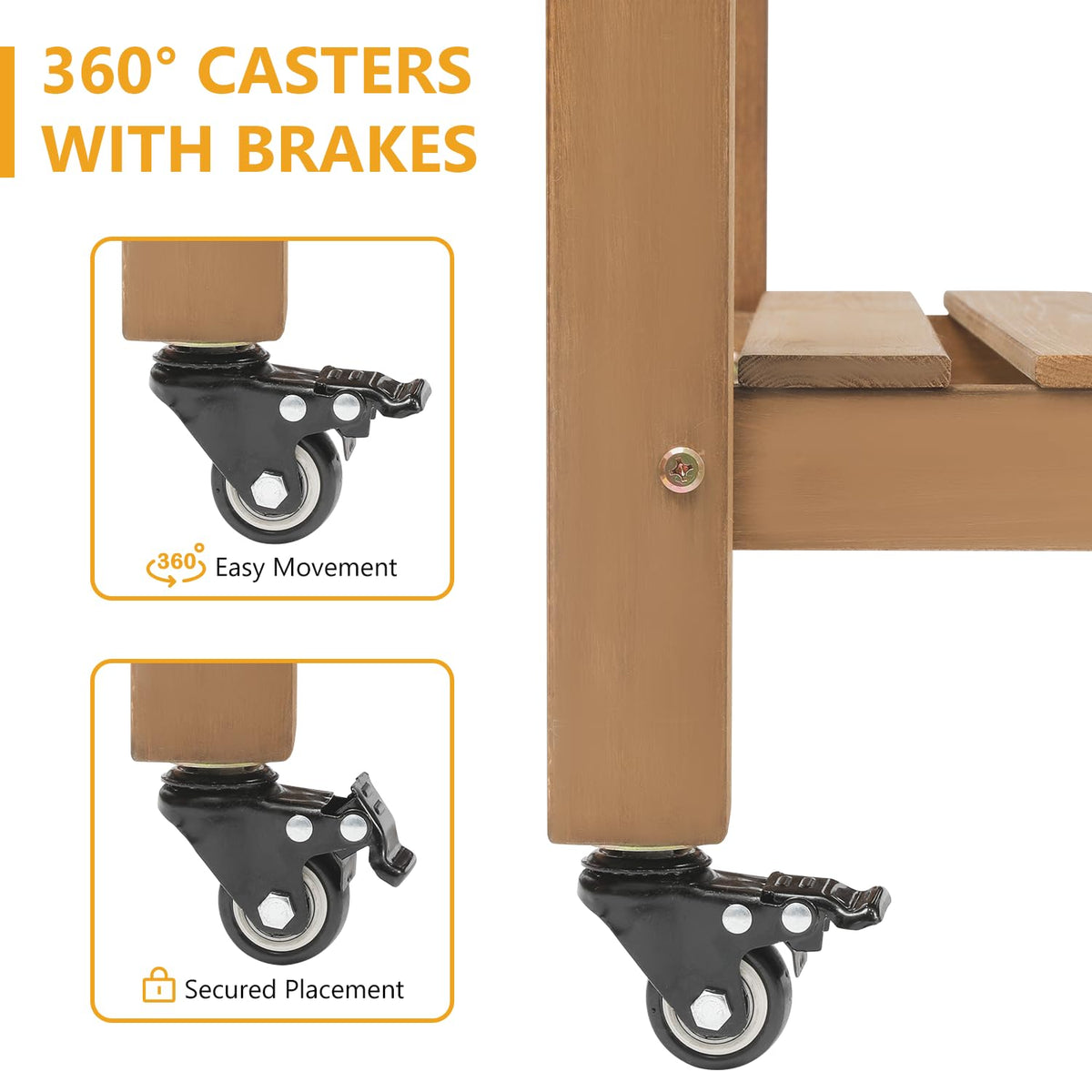 ketive Raised Garden Bed with Lockable Wheels Mobile Elevated Wood Planter,Storage Shelf