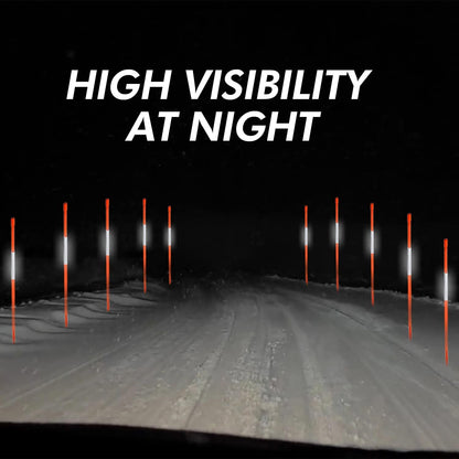 5ft Green Pro Snow Stakes - 60" x 5/16" Driveway Markers, Pointed Tip, Hy Viz Reflective Tape