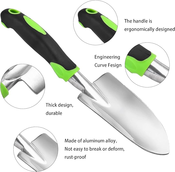 Garden Shovel Hand Trowel Mini Shovel Garden Tools Cast-Aluminum Heavy Duty Gardening Tool Soft