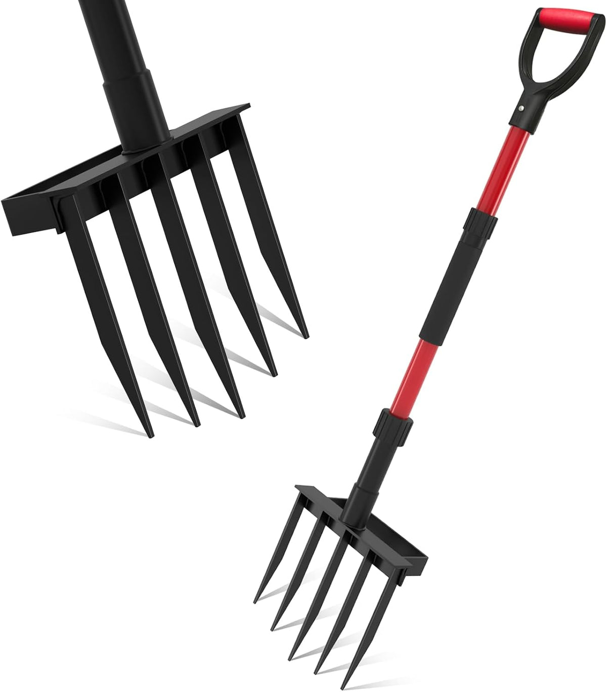 Pitch Fork for Garden, 5-Tine Heavy Duty Pitchfork for Loosening Soil, 41 Inch Gardening Fork for