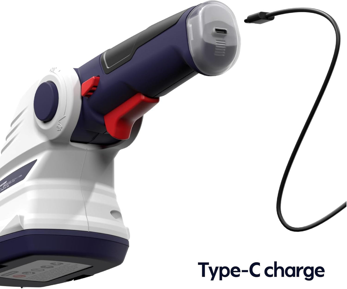 QWD Cordless Hedge Trimmer 7.2V, 4" Cordless Shear and 8" Shrubber Trimmer, 2 in 1 (Type-C) for