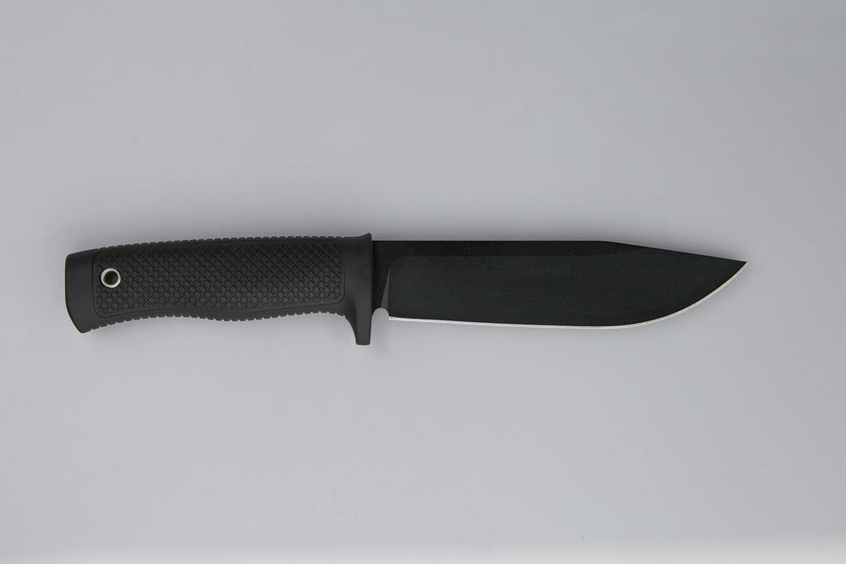 Tactical Fixed Blade Knife, 5.87 inch Blade, 4.65 inch Kray-Ex Handle, Stonewashed 420 Stainless