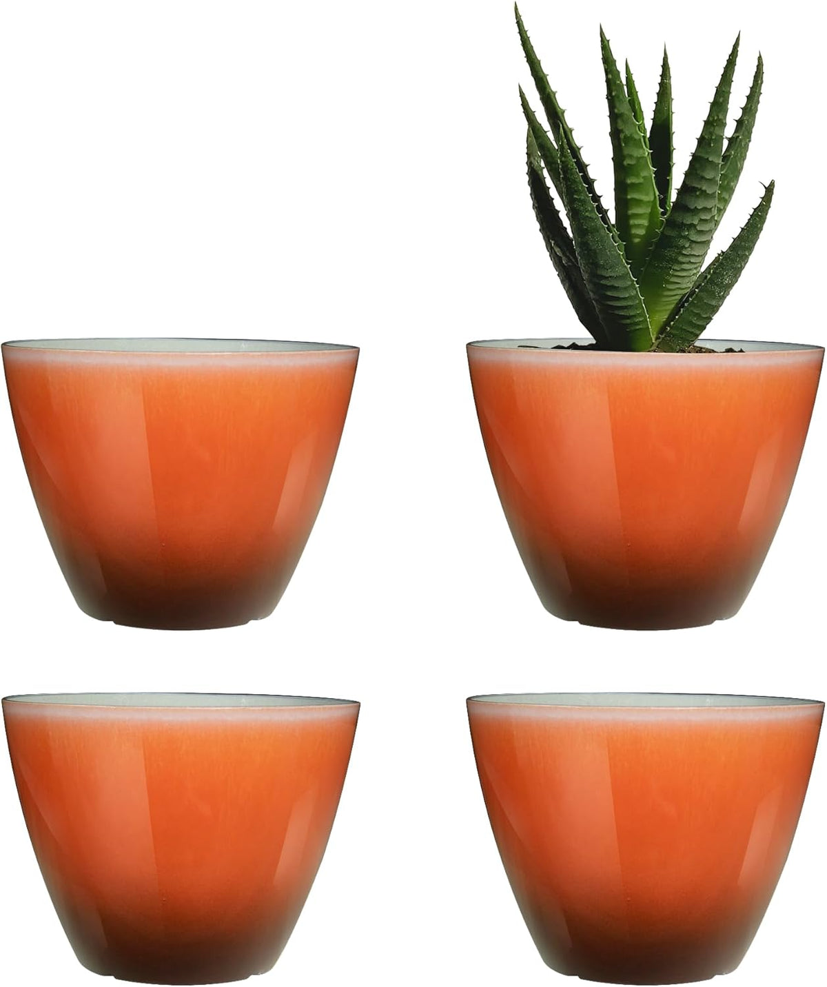 Plant Pots for Indoor Outdoor Plants, Pack of 4 Plastic Flower Pots with Drainage Holes and