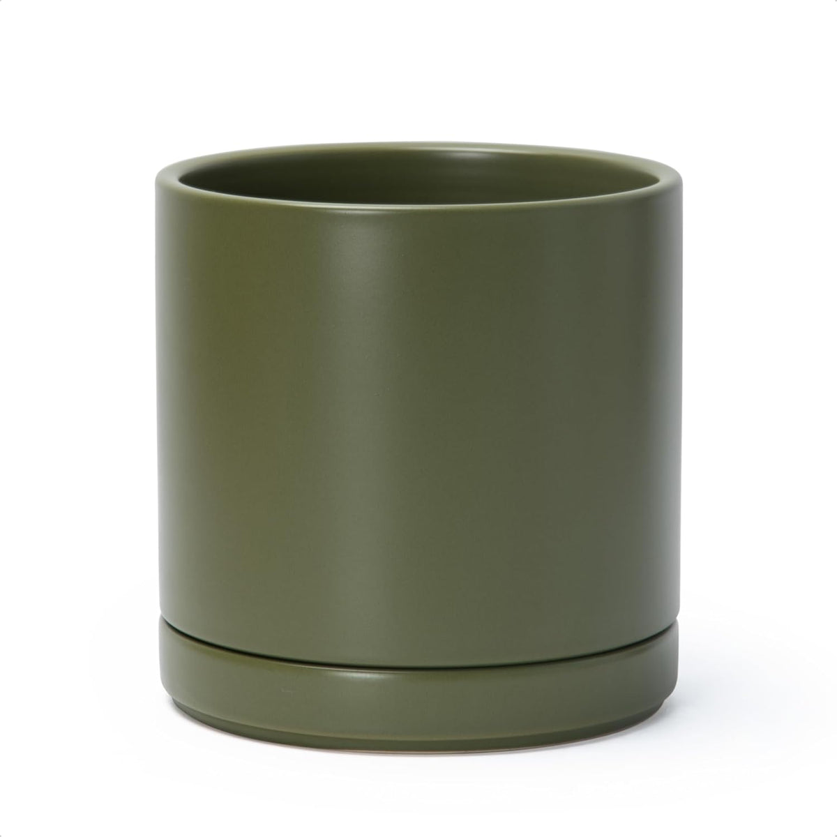 D'vine Dev 8.2 Inch Ceramic Planter Pot with Drainage Hole and Saucer, Indoor Cylinder Round