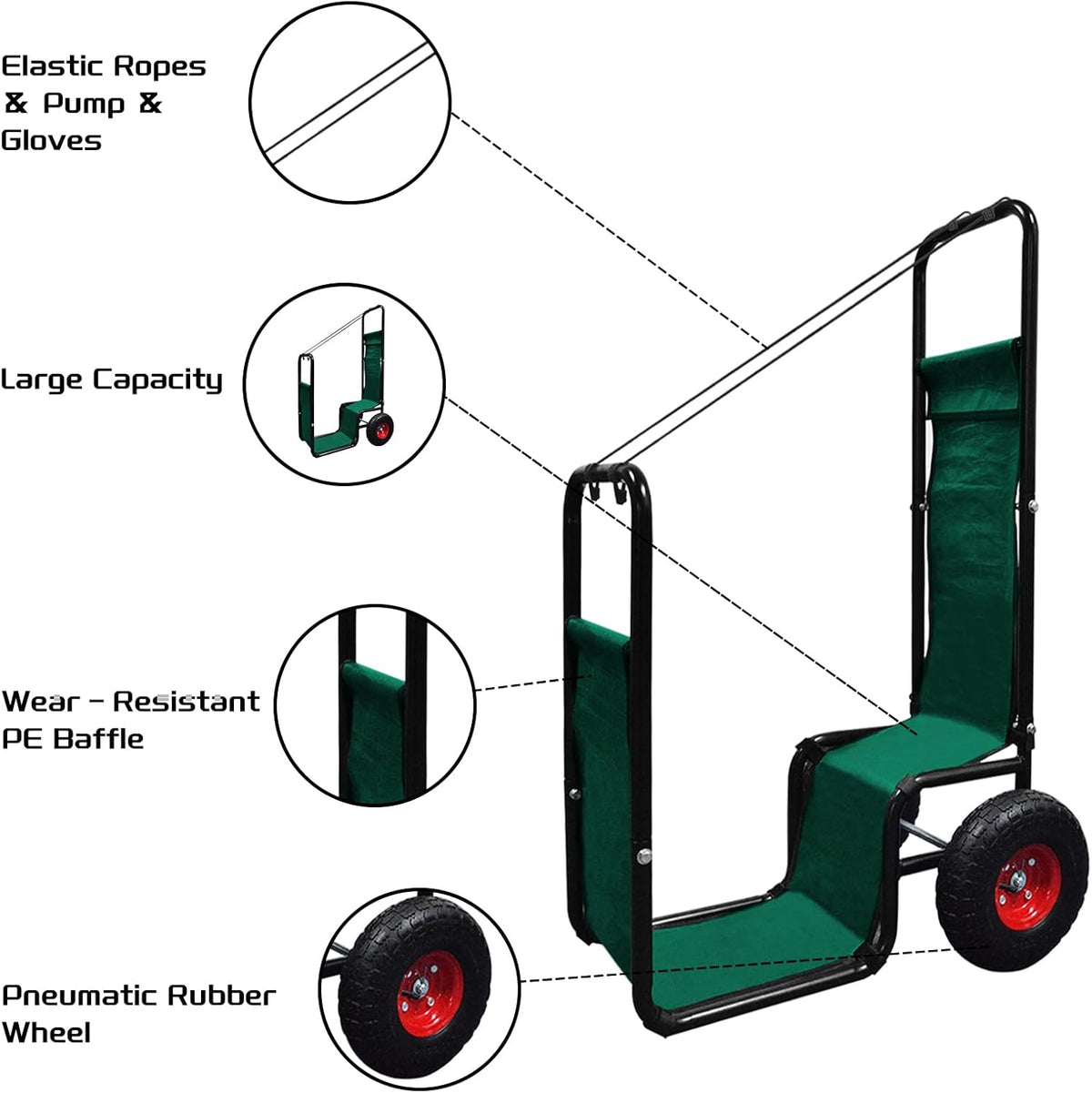 Firewood Cart: 44 X 27 X 20 in Heavy Duty 220 lbs Load Capacity Waterproof Easy Assembly Rack for