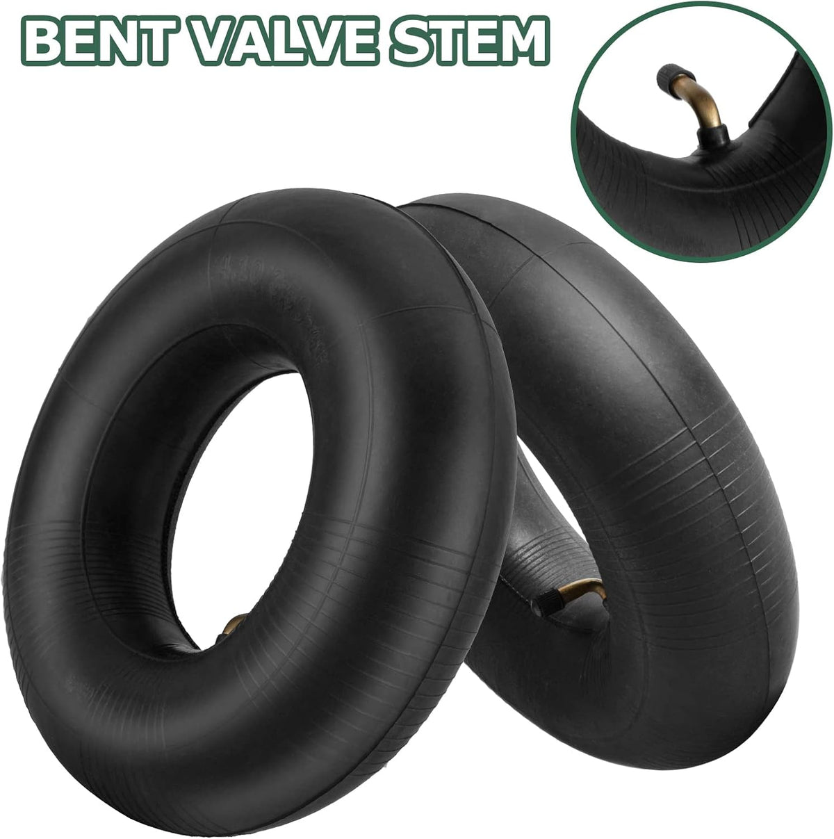 4.10/3.50-4 Inner Tube with Bent Valve Stem (2-Pack) - Heavy Duty Replacement Tire Tubes for
