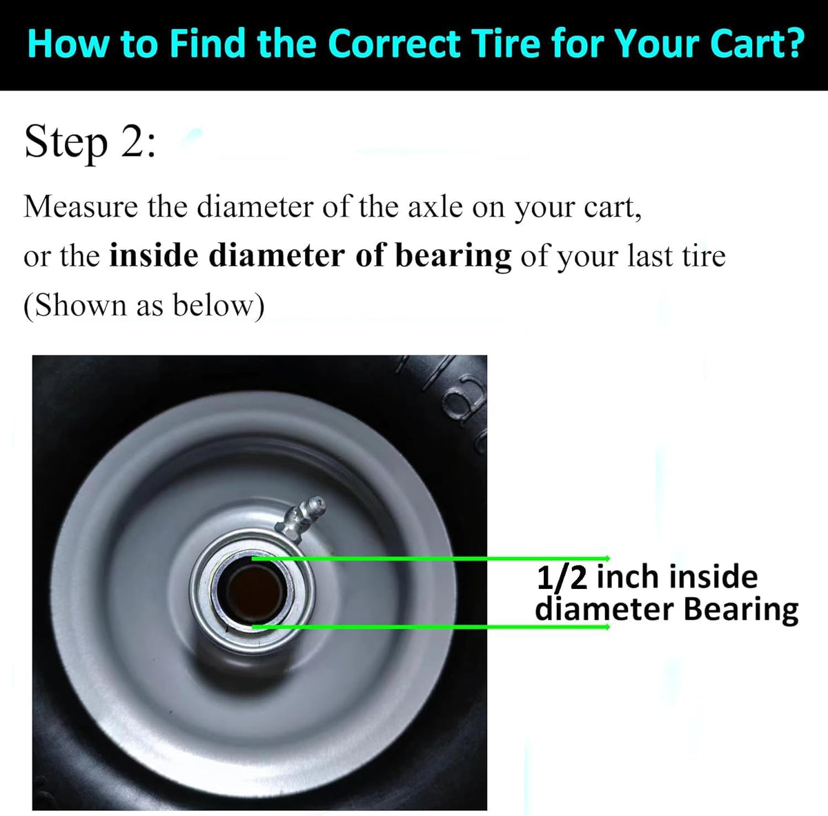 Flat Free 4.10/3.50-4 Tire with 1/2 Axle Bore, 3-4” Center Hub 10 inch Solid Tire Replacement for