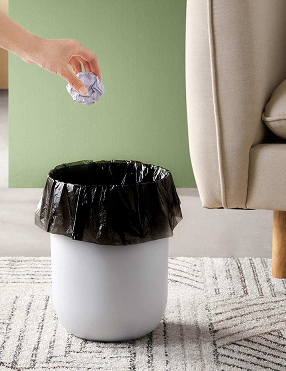 Small Trash Bags 80 Counts, Waikas Garbage Bags for Bathroom Car Mini Trash Can, Plastic Bag for