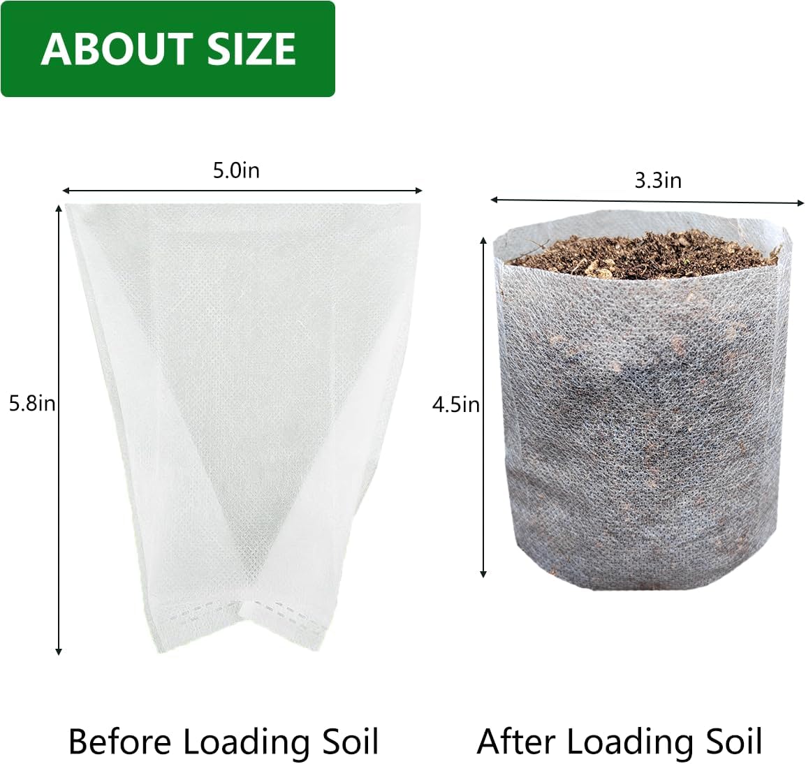 200Pcs Nursery Growing Bags, 5.8"x5" Small Grow Bag for Plants, Fabric Plant pots, Potato, Flower