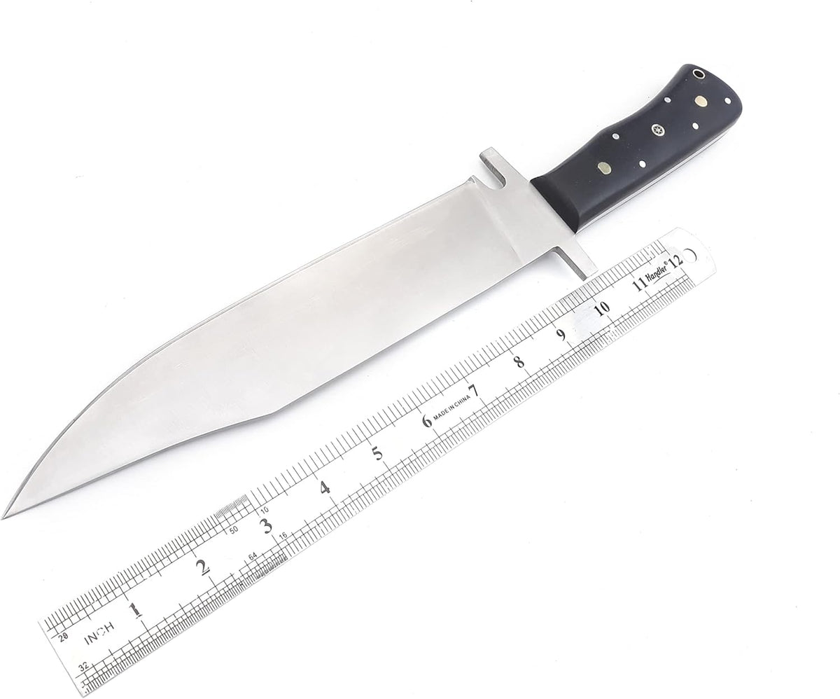 Nooraki - 15" Handmade Full Tang Hunting Knife with Leather Sheath, Multipurpose Bowie Knife with