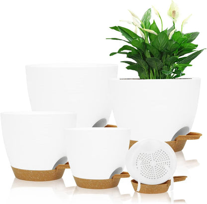 Self Watering Planters with Drainage Holes Reservoir,Nursery Planting Pot for Indoor Decor Garden