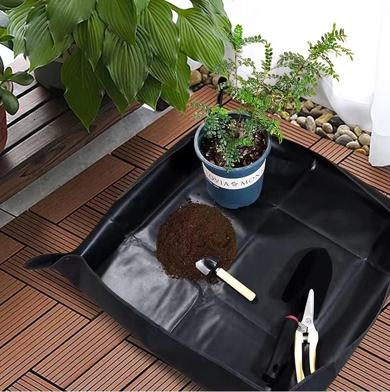 BIUWING 2PCS Indoor Plant Transplanting Repotting Mat Foldable Garden Work Cloth Waterproof Thicken