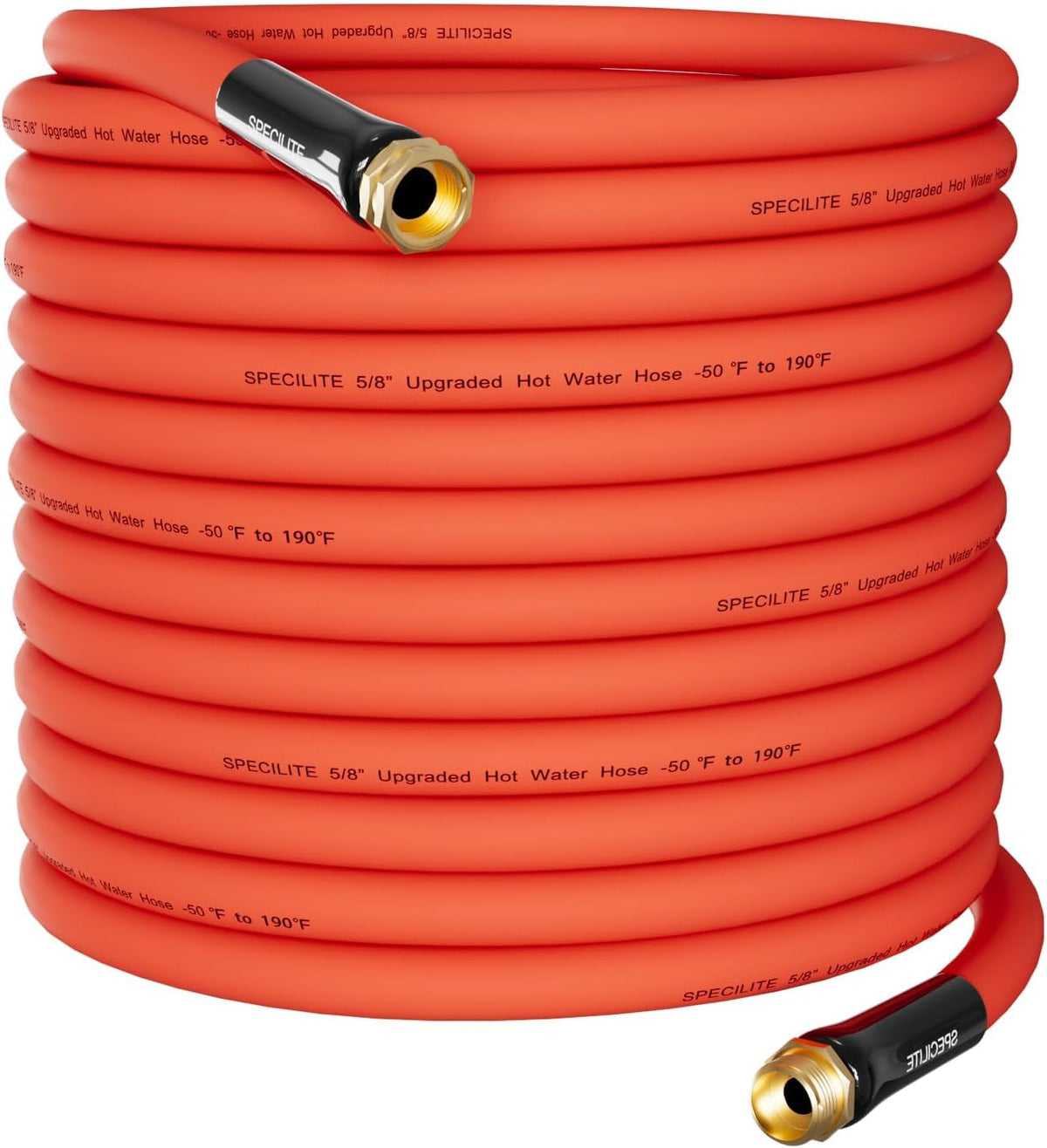 SPECILITE 5/8" Hot/Cold Garden Water Hose 125 ft, -50℉-190℉,Flexible & Lightweight With 3/4" Brass