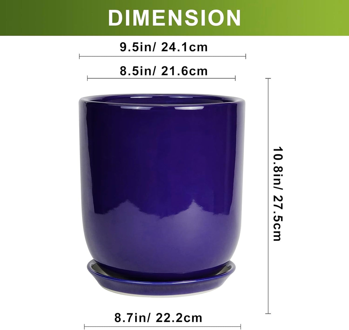 10 Inch Plant Pot - Ceramic Pot for Indoor Plants Large Planter Modern Outdoor Flower Pot with