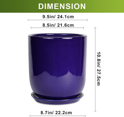 10 Inch Plant Pot - Ceramic Pot for Indoor Plants Large Planter Modern Outdoor Flower Pot with